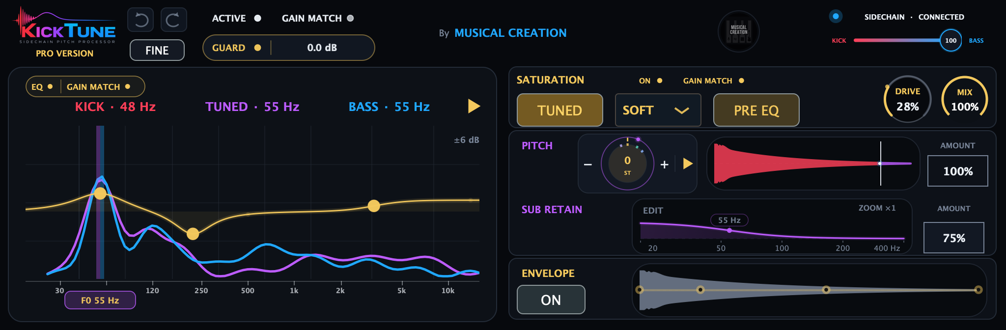 Short wide iPad layout with large EQ display on the left and modules on the right