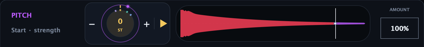 Pitch wheel, Tune Coverage waveform and Amount